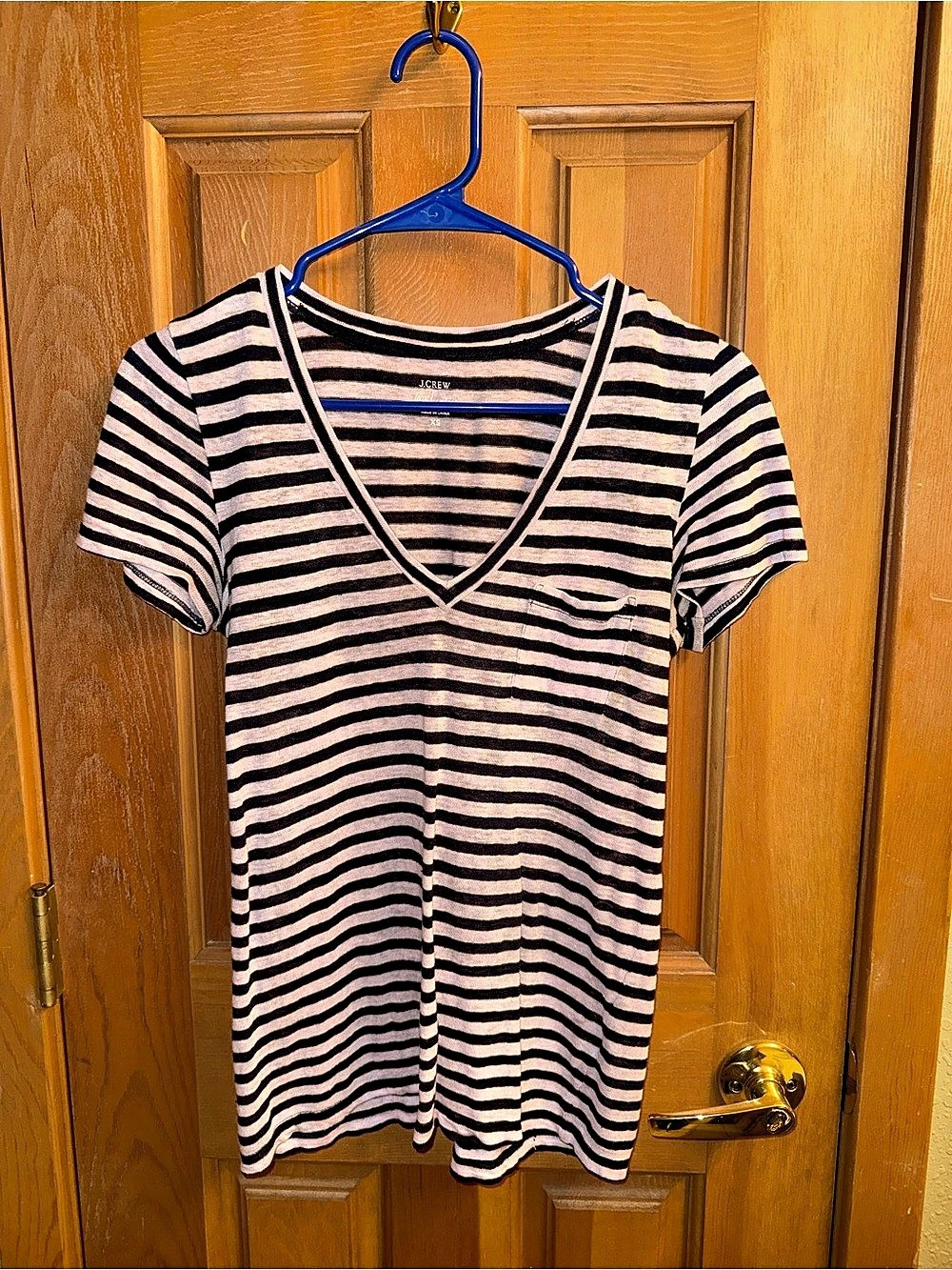 J.Crew Striped V-Neck Tee Pink & Navy Size XS